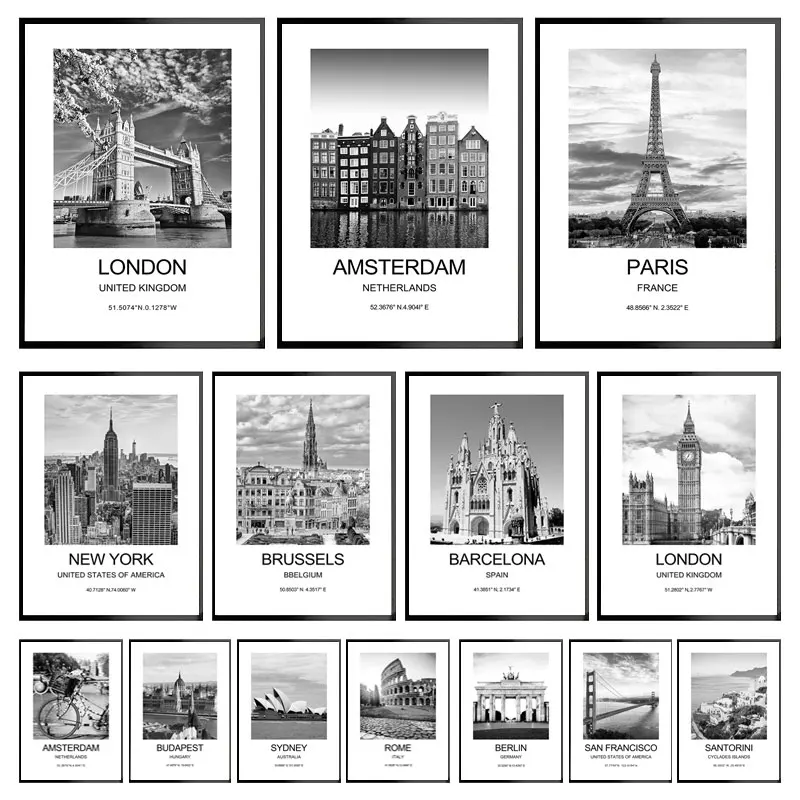 Ink Blotter Paper - Городской постер Нью-Йорк, Лондон, Париж, настенное