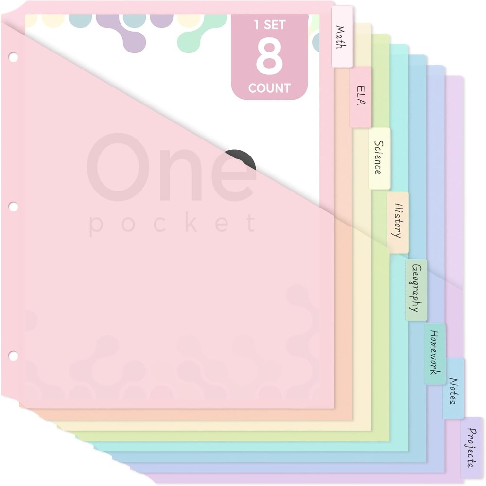 8 шт. пастельных разделителей  – обзор и цена Tab Divider A4